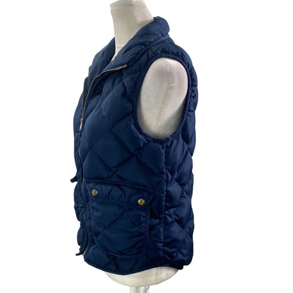 WOOLRICH Women Size S Blue Quilted Duck Down Puff Vest Filling Full Zip Pockets - Picture 5 of 16
